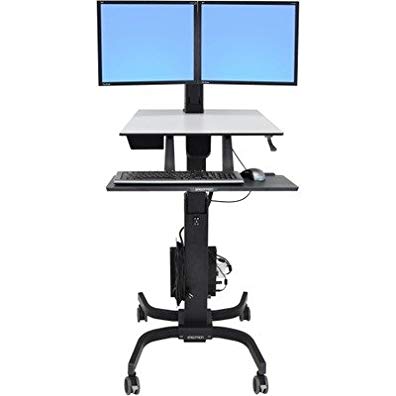 WorkFit-C Sit-Stand Height Adjustable 2 Screen Workstation/Cart