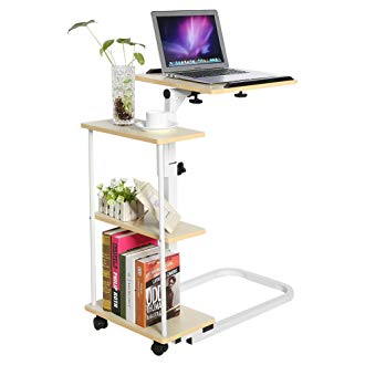 Overbed Computer Table, Multi-Function Height Adjustable Overbed Table Sofa Side Table Mobile Laptop Cart...