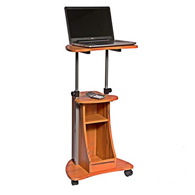 Techni Mobili Adjustable Height Laptop Cart Storage. Color: Woodgrain