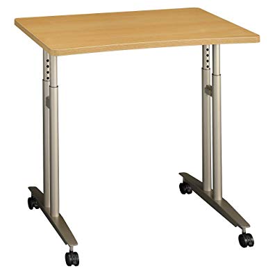 Bush Business Furniture Series C Collection 36W Adjustable Height Mobile Table in Light Oak