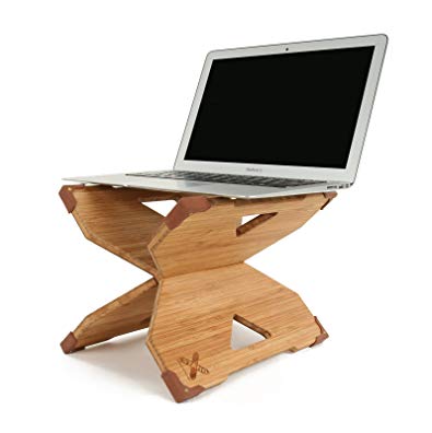 X-Stand | Portable Laptop Stand, Bamboo Wood, Adjustable Folding Standing Desk for Laptops