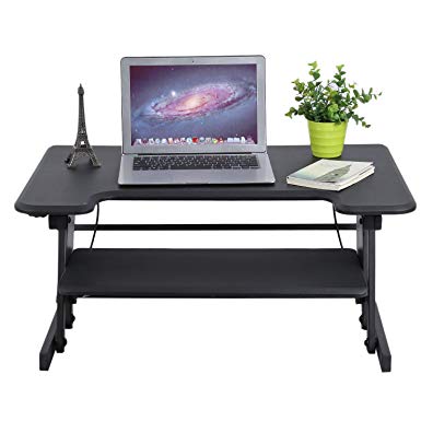 Portabe Height Adjustable Standing Desk Foldable Wooden Computer Table Ergonomic Laptop Desk With Keyboard Holder
