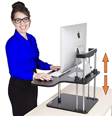 Stand Steady UpTrak Standing Desk - Instantly Convert Any Surface to a Stand Up Workstation - Perfect Standing Desk for Cubicles! Easily adjust to Sit or Stand in Seconds! (Single Level - Black)