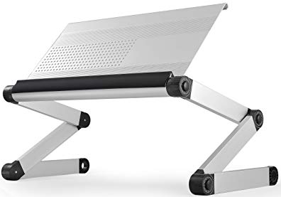WorkEZ Executive Adjustable Height & Angle Ergonomic Aluminum Laptop Cooling Stand, Multifunctional Lap Desk, Folding Portable Reading & Monitor Riser