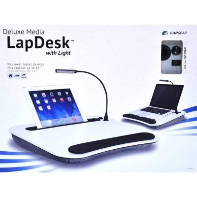 LapGear Deluxe Media LapDesk with Light (White)