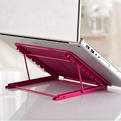 AUCH Portable Folding/Adjustable Mesh Laptop Notebook/ Book/ipad Table /Desk/ Tray /Stand /Cooling Stand,Hot Pink