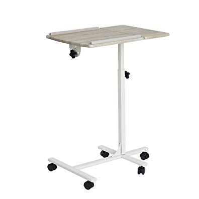 Framodo Wooden Laptop Table Stand Adjustable Height Computer Desk Over Bed Sofa Notebook Table with wheels Beech