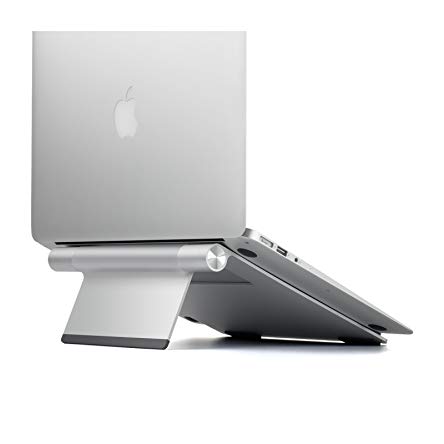 UPERGO Laptop Stand, Foldable Portable Laptop Stand Riser for Desk, Aluminum Notebook Computer Stand, Fits MacBook and Laptops up to 17 inches, Silver（AP-1L）