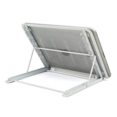 VANRA Metal Mesh Tablet Stand Adjustable Laptop Stand Desk Folding Tray Holder Dock (Silver)