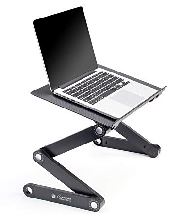 Portable Adjustable Aluminum Laptop Stand/Desk/Table Notebook Macbook Ergonomic TV Bed Lap Tray Stand Up Sitting - Black
