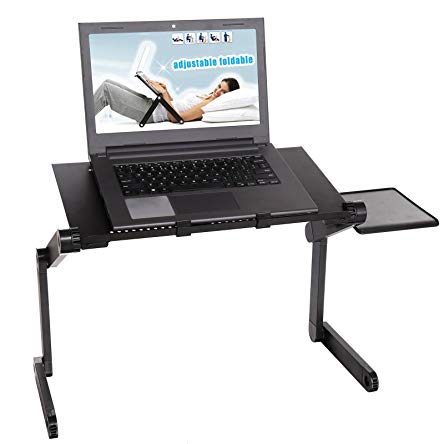 Meflying 360 Degree Aluminum Notebook Desk,Foldable Laptop Table Portable Computer Desk Adjustable Bed Desk With Mouse Board(US STOCK) (Type1)