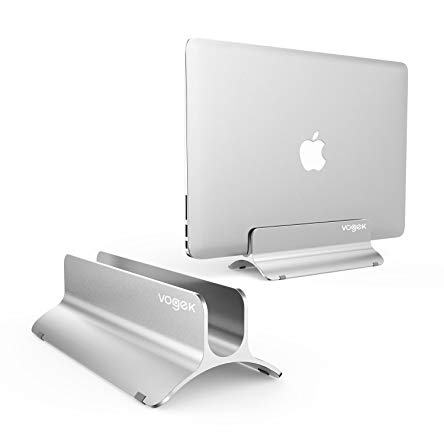Vertical Laptop Stand, Macbook Stand Holder Adjustable Size Desktop Space-saving Notebook Holder for Macbook Air/Pro, Surface Pro, Samsung Notebooks and More (Silver)