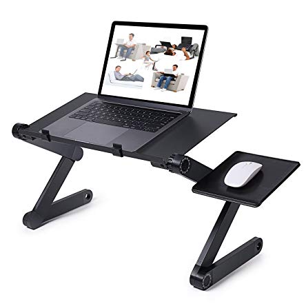 Adjustable Laptop Stand for Desk/Bed/Sofa/Table,Fit for 13-15inch Laptop,Foldable and Portable Lap Desk, Bed Tray Table with Mouse,360° Ratating Legs Design,Suitable for Reading Studying,Black