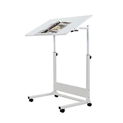 Unicoo-Height Adjustable Laptop Cart, Computer Desk, Sofa Side Table, Couch Table Bedside Table, Drafting Table,Drawing Desk. (White U05)
