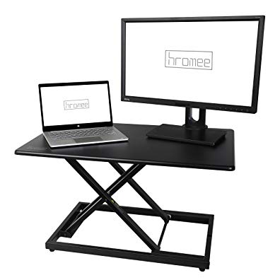 Hromee Standing Desk Adjustable Height Sit to Stand for Computer Desktop Laptop Pre-Assembled Stand-Up Converter Black
